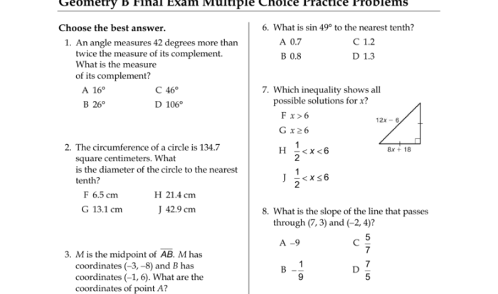 Geometry final exam with answers pdf