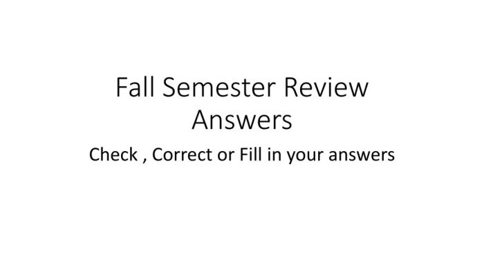 Algebra 1 fall semester review answers