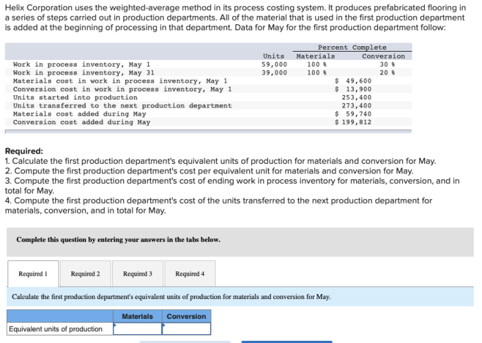 Helix corporation uses the weighted average