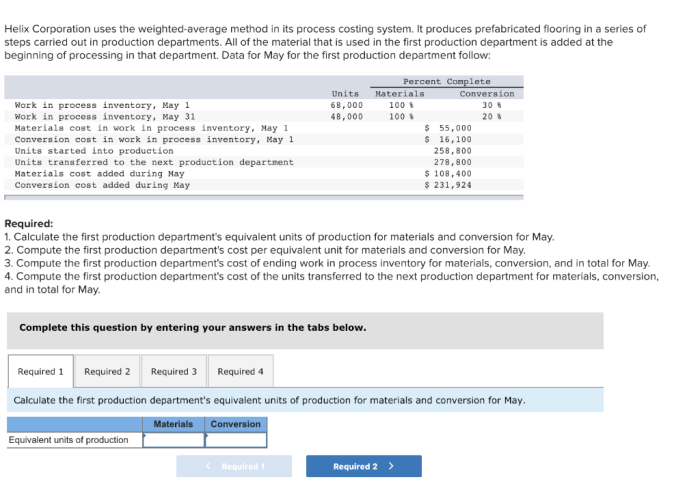 Helix corporation uses the weighted average